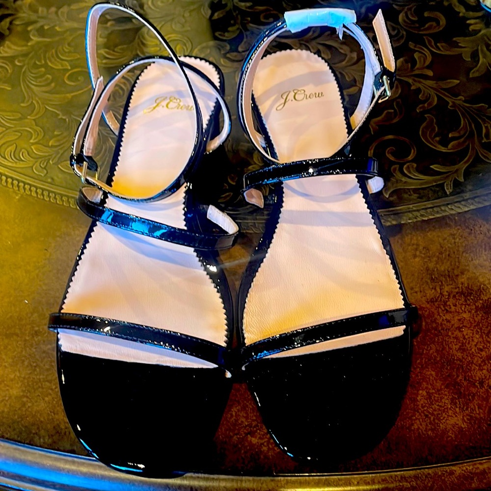 NEW J. Crew patent black dress sandals